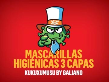 Imagen de promoción de las mascarillas de Kukuxumusu y Galiano