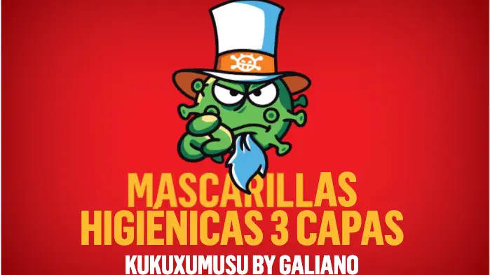 Imagen de promoción de las mascarillas de Kukuxumusu y Galiano Imagen de promoción de las mascarillas de Kukuxumusu y Galiano