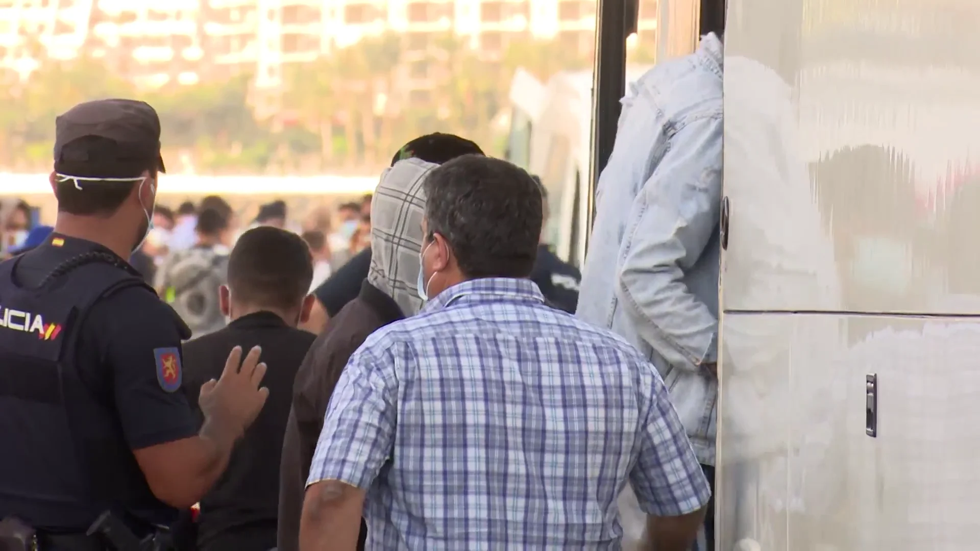Inmigrantes trasladados del puerto de Arguinegu&iacute;n