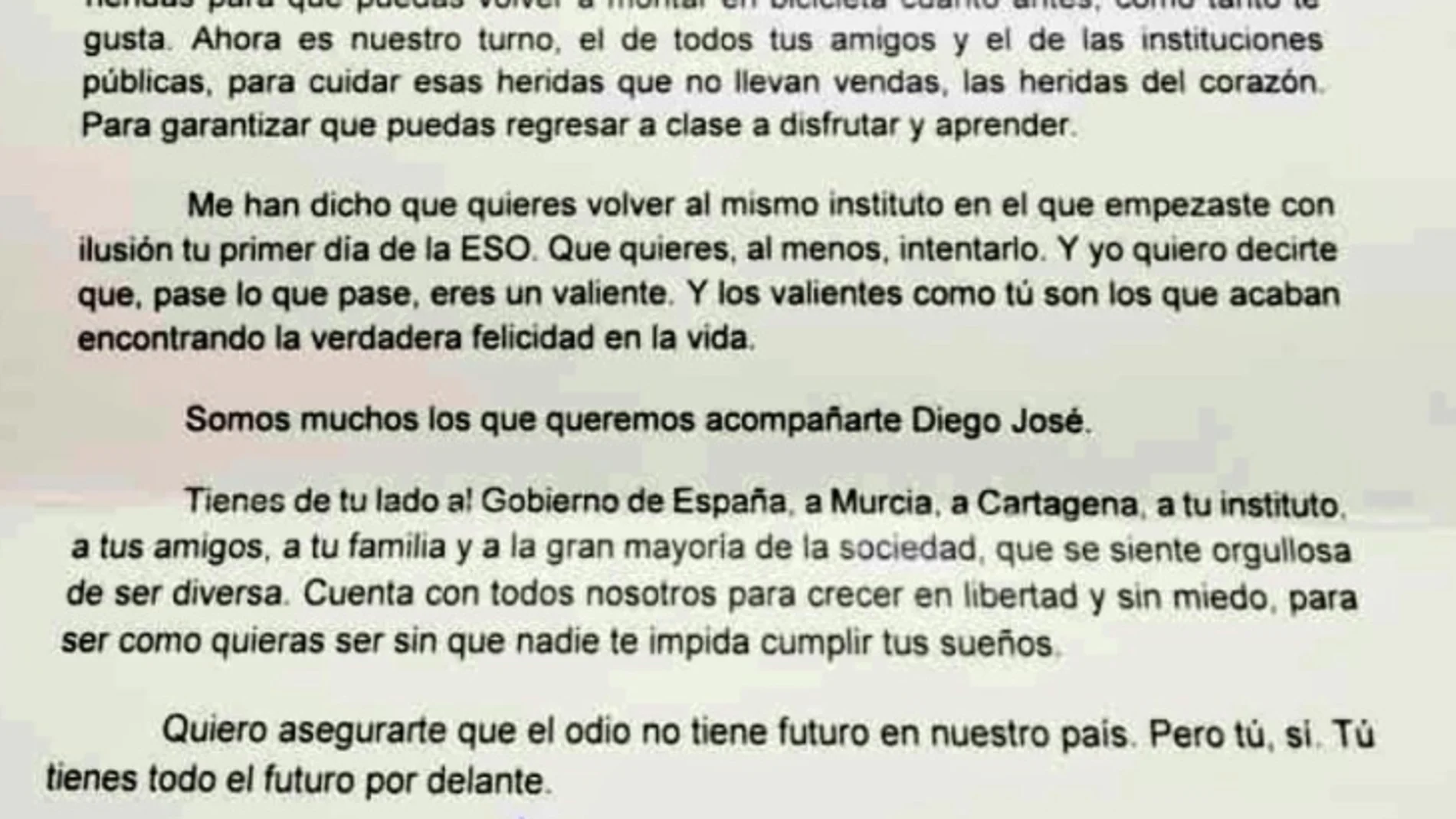 Carta de Pedro Sánchez a Diego Carta de Pedro Sánchez a Diego