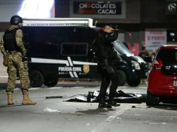 Miembros de la Policía en Criciúma, una ciudad al Sur de Brasil