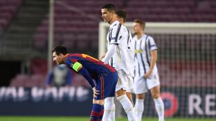 Cristiano Ronaldo y Leo Messi, en el partido de Champions