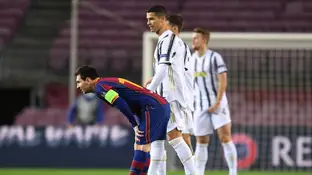Cristiano Ronaldo y Leo Messi, en el partido de Champions Cristiano Ronaldo y Leo Messi, en el partido de Champions