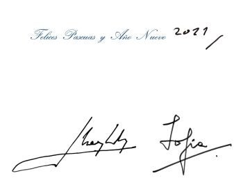 Dedicatoria de la felicitación de Navidad 2020 de los reyes don Juan Carlos y doña Sofía