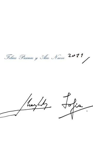 Dedicatoria de la felicitación de Navidad 2020 de los reyes don Juan Carlos y doña Sofía Dedicatoria de la felicitación de Navidad 2020 de los reyes don Juan Carlos y doña Sofía
