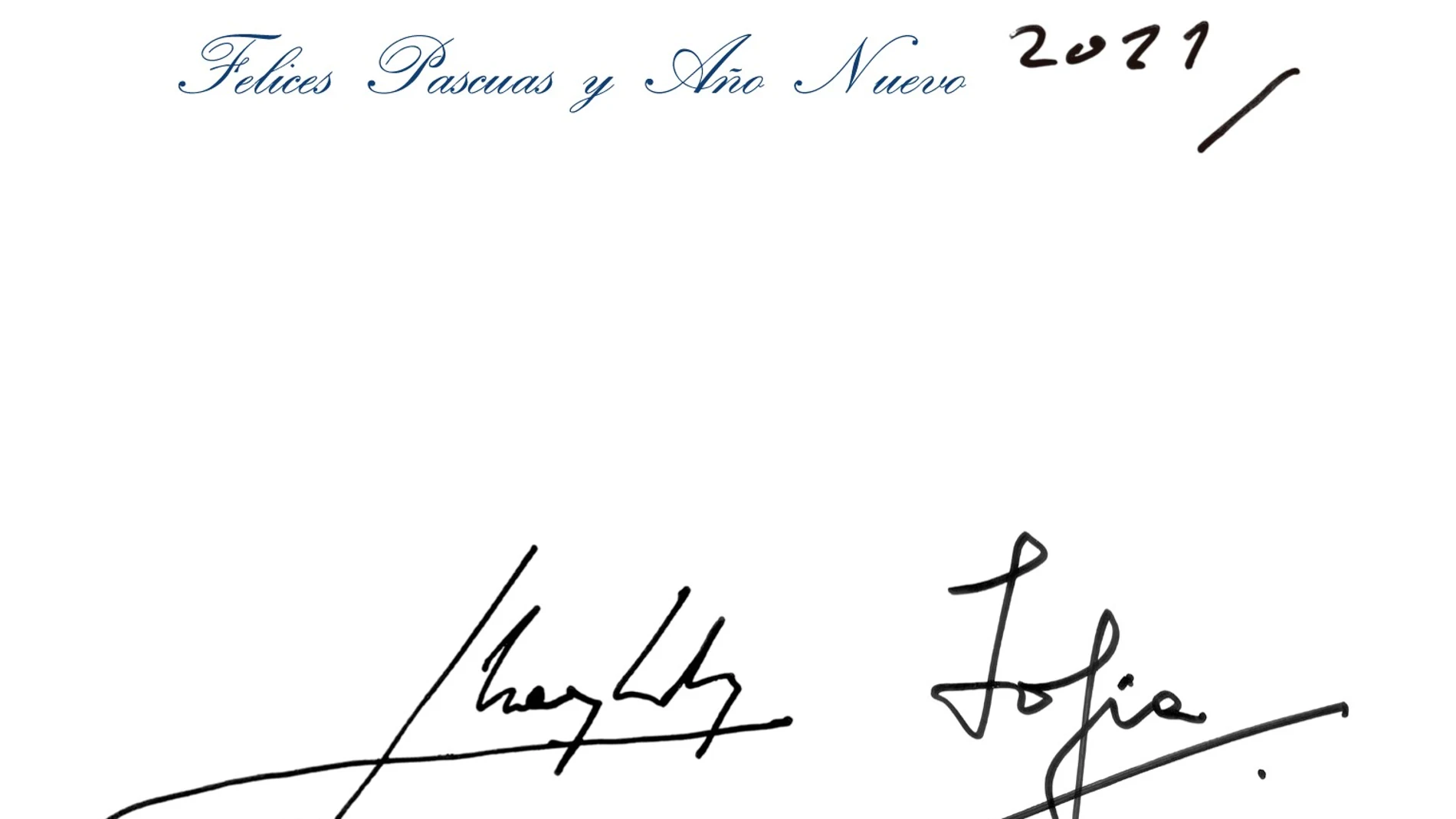 Dedicatoria de la felicitación de Navidad 2020 de los reyes don Juan Carlos y doña Sofía Dedicatoria de la felicitación de Navidad 2020 de los reyes don Juan Carlos y doña Sofía