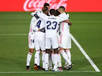 El Real Madrid celebra un gol El Real Madrid celebra un gol