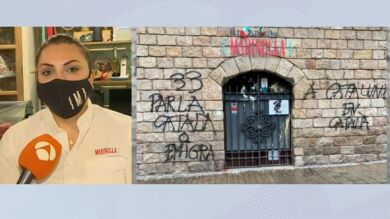 La dueña de la pizzería que amaneció con pintadas por no saber hablar catalán: 