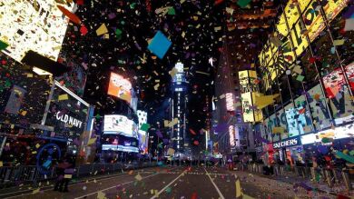 Un Times Square casi vacío, símbolo mundial de cómo las calles vacías por el coronavirus dan la bienvenida a 2021