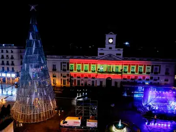 Imagen de la bandera de España que se proyectó durante las campanadas Imagen de la bandera de España que se proyectó durante las campanadas