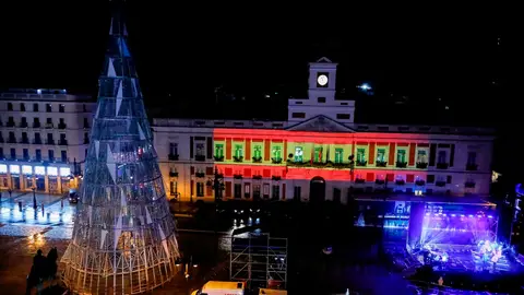 Imagen de la bandera de España que se proyectó durante las campanadas Imagen de la bandera de España que se proyectó durante las campanadas