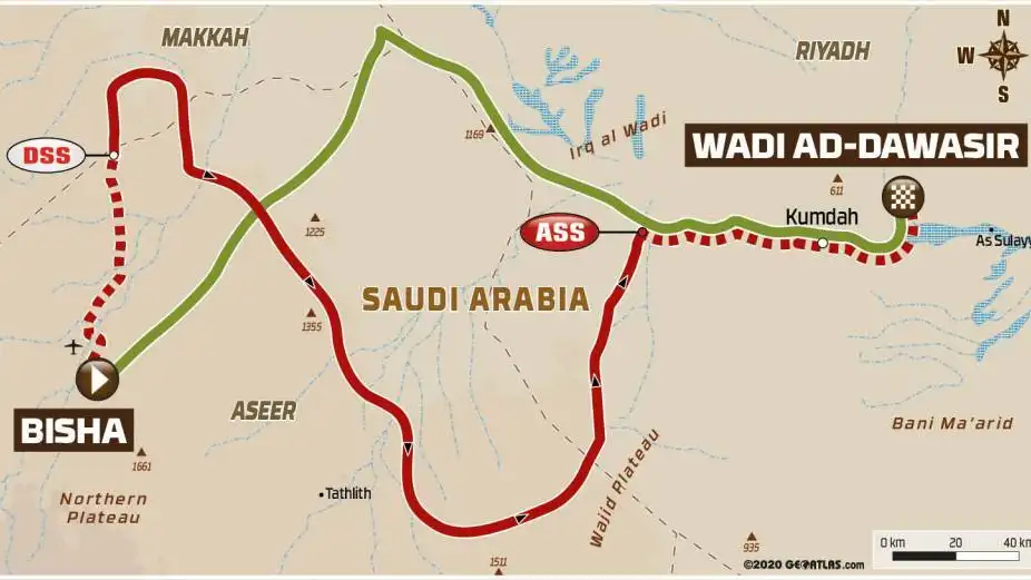 Rally Dakar 2021: Recorrido de la etapa 2 hoy, lunes 4 de enero, Bisha - Wadi Ad-Dawasir 