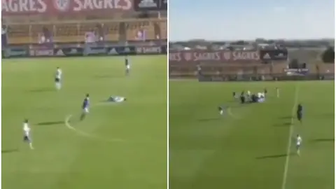 Un jugador cae desplomado al sufrir una parada cardíaca en pleno partido de Tercera portuguesa Un jugador cae desplomado al sufrir una parada cardíaca en pleno partido de Tercera portuguesa