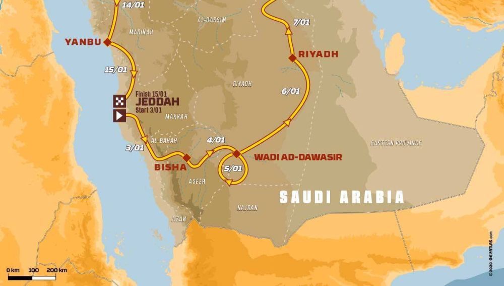 Rally Dakar 2021: Recorrido de la etapa 3 hoy, martes 5 de enero, Wadi Ad-Dawasir - Wadi Ad-Dawasir