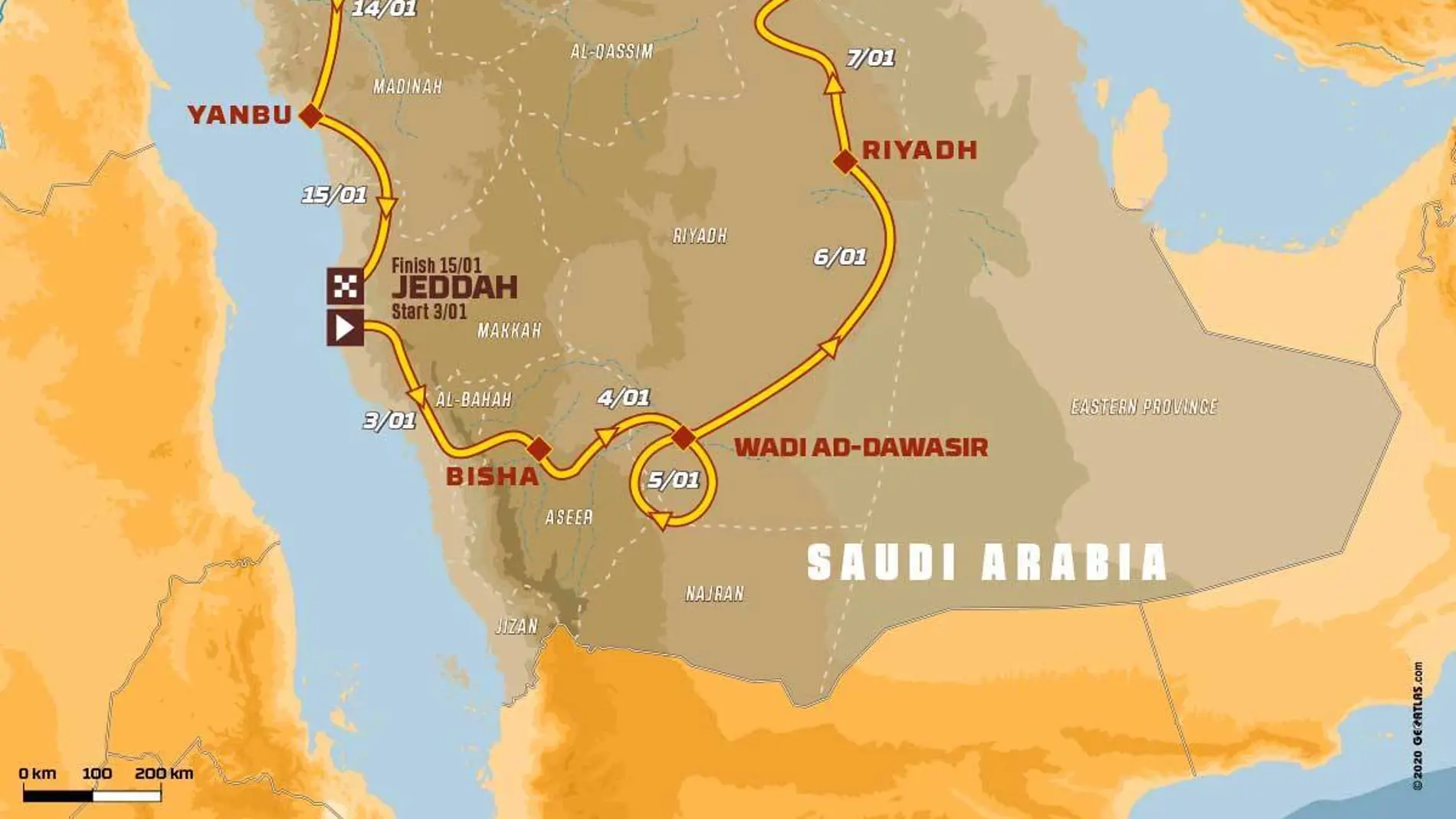 Rally Dakar 2021: Recorrido de la etapa 3 hoy, martes 5 de enero, Wadi Ad-Dawasir - Wadi Ad-Dawasir Rally Dakar 2021: Recorrido de la etapa 3 hoy, martes 5 de enero, Wadi Ad-Dawasir - Wadi Ad-Dawasir