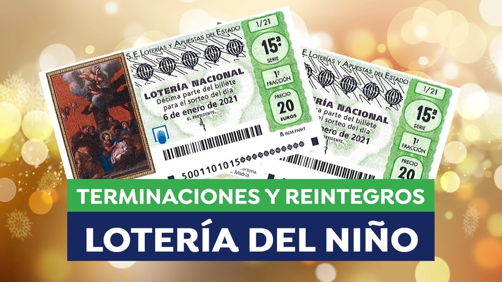 Lotería del Niño 2021: Reintegros y terminaciones premiadas en el sorteo de hoy Lotería del Niño 2021: Reintegros y terminaciones premiadas en el sorteo de hoy