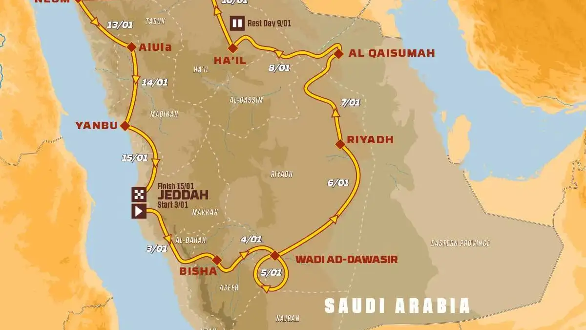 Rally Dakar 2021: Recorrido de la etapa 4 hoy, mi&eacute;rcoles 6 de enero, Wadi Ad-Dawasir - Riyadh