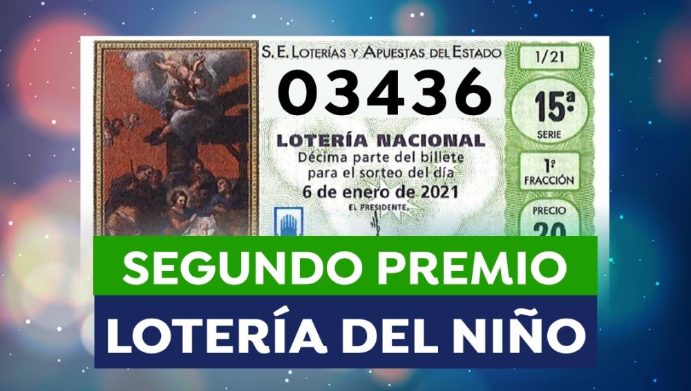 Lotería del Niño 2021: 03436, segundo premio del Sorteo del Niño