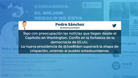 Reacciones de los políticos en España sobre el asalto al Capitolio Reacciones de los políticos en España sobre el asalto al Capitolio