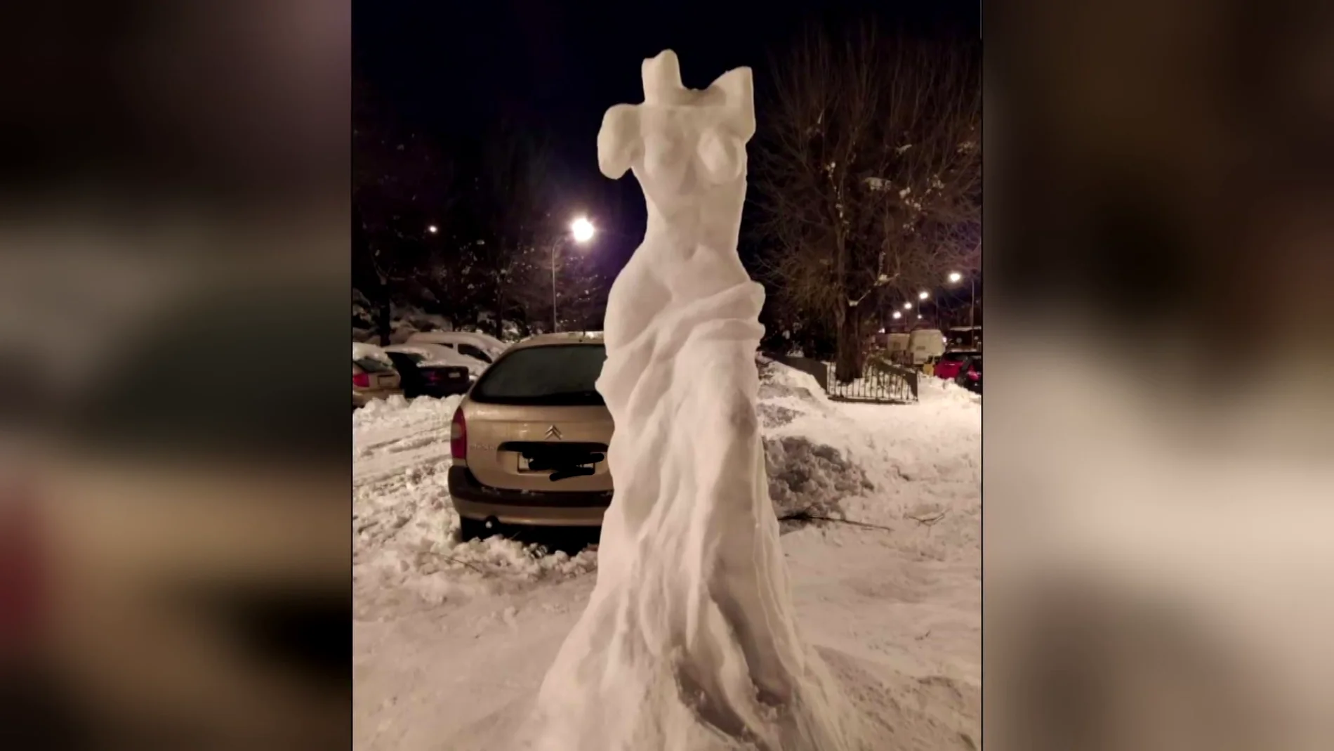 Filomena enciende la creatividad de la gente y se lanzan a hacer esculturas con la nieve