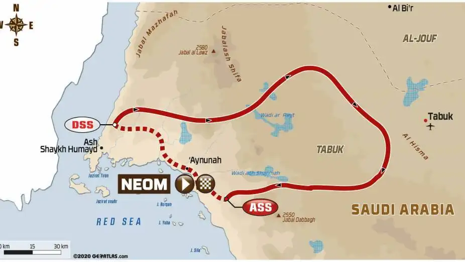 Rally Dakar 2021: Recorrido de la etapa 9 hoy, martes 12 de enero, Neom - Neom