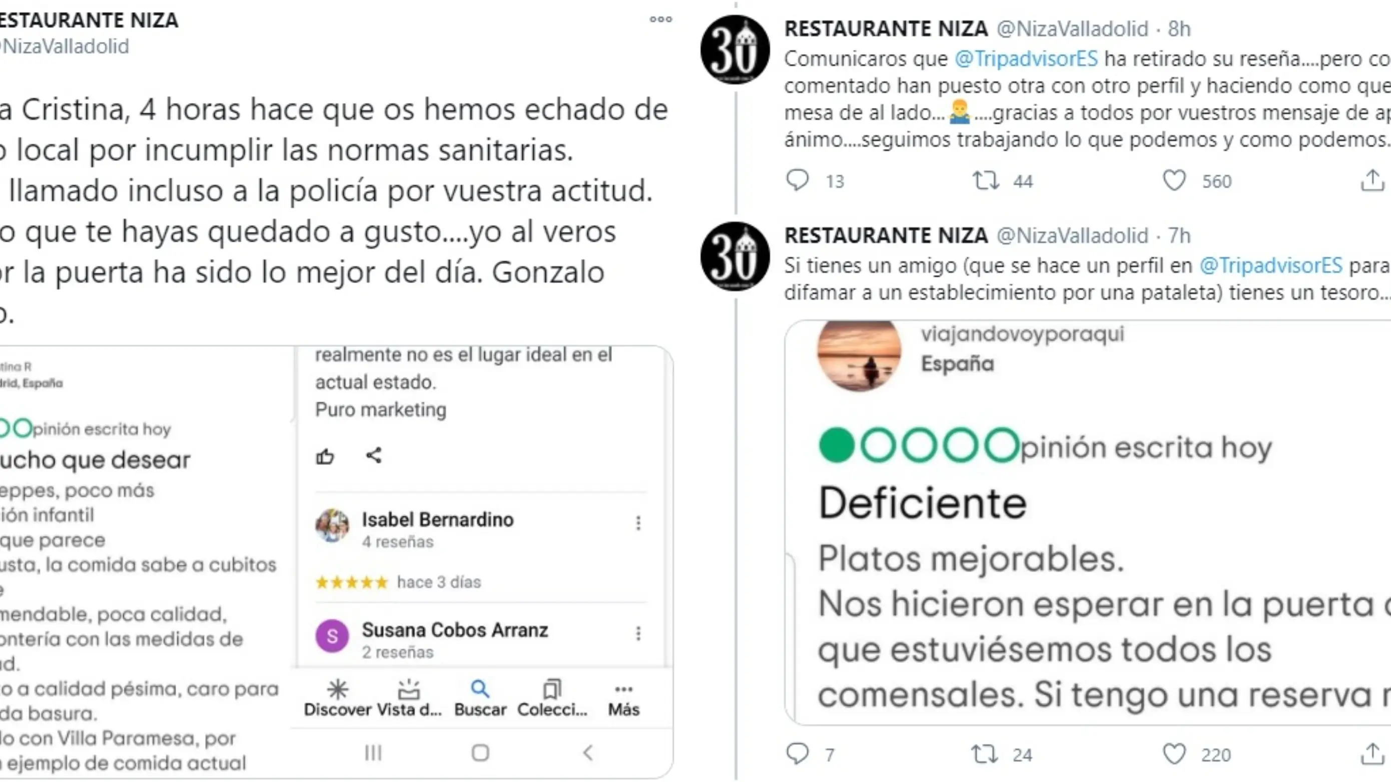 La respuesta viral del restaurante Niza a un cliente La respuesta viral del restaurante Niza a un cliente