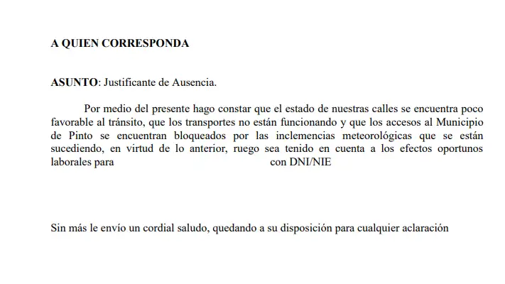 Justificante para no acudir al trabajo por la nieve y el hielo: descarga aqu&iacute; el documento de varias ciudades de Madrid