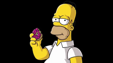 Homer Simpson y una rosquilla Homer Simpson y una rosquilla