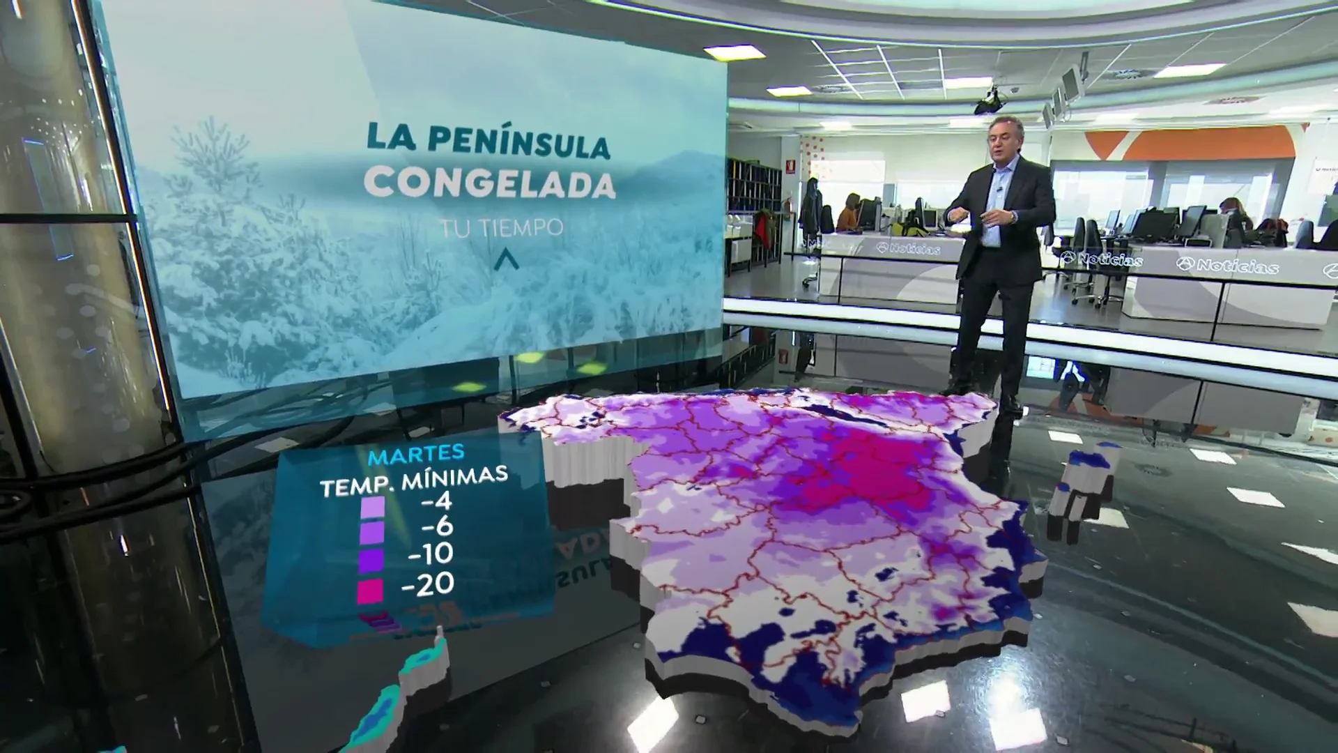 Mapa 3D de Espa&ntilde;a helada