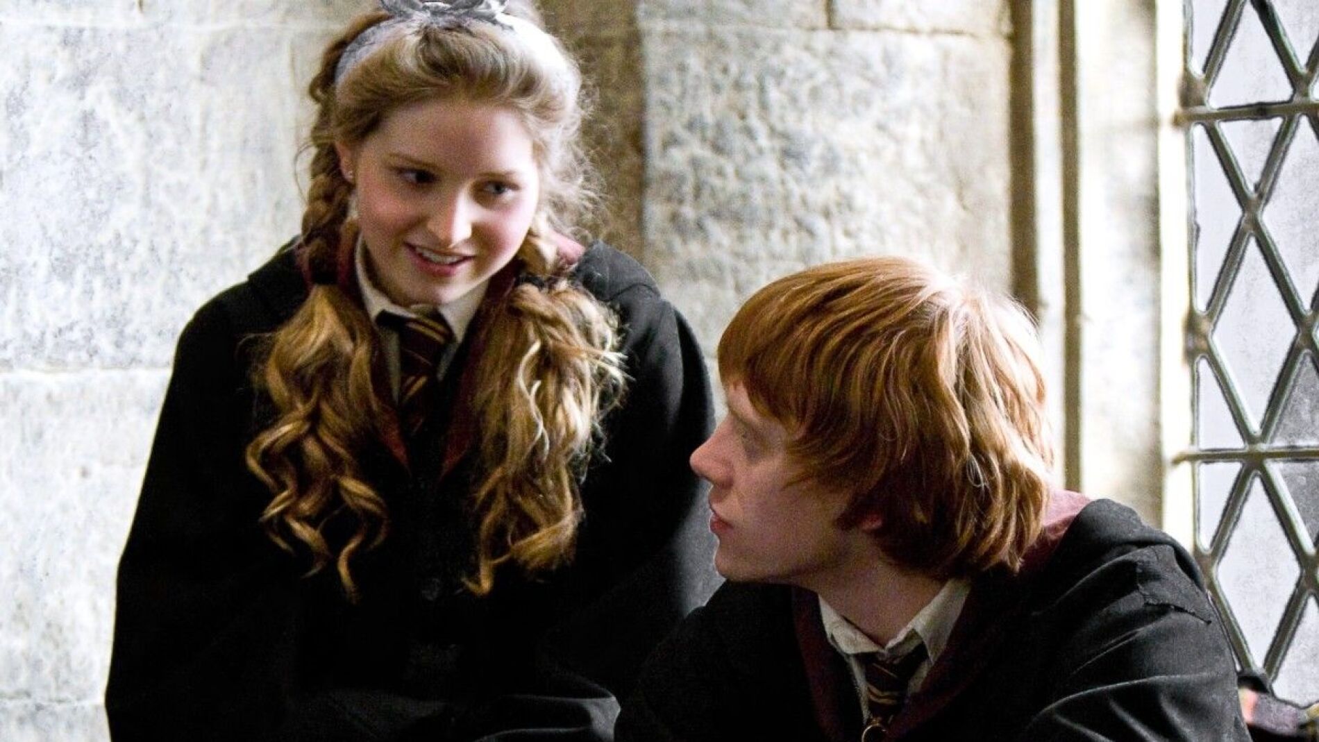 Jessie Cave y Rupert Grint en 'Harry Potter'
