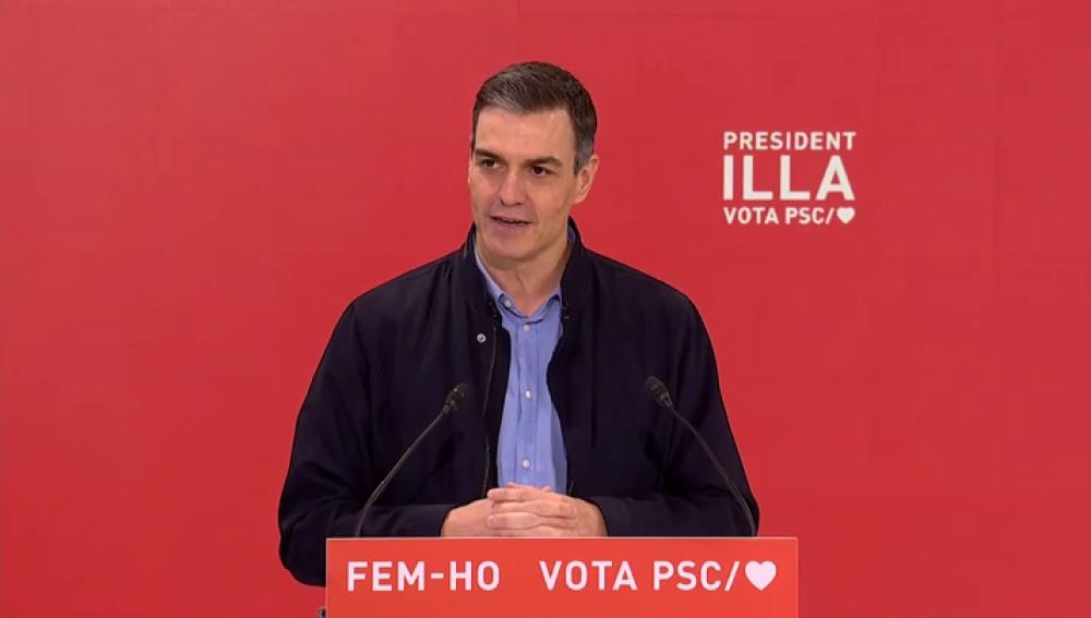 Pedro Sánchez en la campaña electoral de Salvador Illa como candidato en las elecciones catalanas