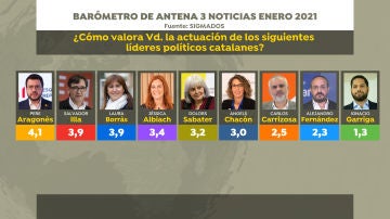 Encuesta sobre las elecciones catalanas: Valoración de los políticos