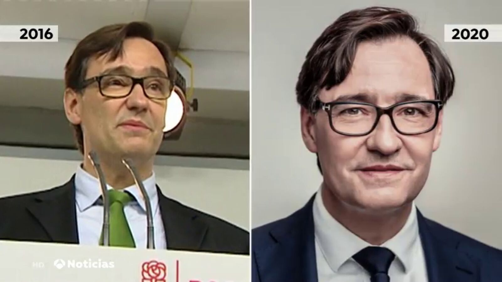 El efecto 'rejuvenecedor' de Salvador Illa en su cartel para las elecciones catalanas: 