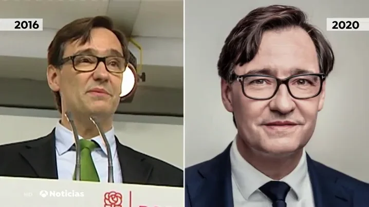 El efecto 'rejuvenecedor' de Salvador Illa en su cartel para las elecciones catalanes El efecto 'rejuvenecedor' de Salvador Illa en su cartel para las elecciones catalanes