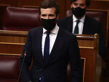 El líder del PP, Pablo Casado, interviene durante la primera sesión de control al Gobierno de 2021 celebrada en el Congreso de los Diputados El líder del PP, Pablo Casado, interviene durante la primera sesión de control al Gobierno de 2021 celebrada en el Congreso de los Diputados