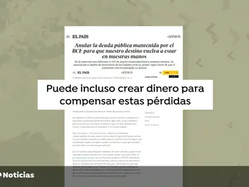 Guindos asegura que es "ilegal" la propuesta para cancelar la deuda del BCE firmada por Narbona (PSOE) y Alvarez (Podemos) Guindos asegura que es "ilegal" la propuesta para cancelar la deuda del BCE firmada por Narbona (PSOE) y Alvarez (Podemos)