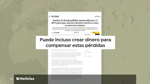 Guindos asegura que es "ilegal" la propuesta para cancelar la deuda del BCE firmada por Narbona (PSOE) y Alvarez (Podemos) Guindos asegura que es "ilegal" la propuesta para cancelar la deuda del BCE firmada por Narbona (PSOE) y Alvarez (Podemos)
