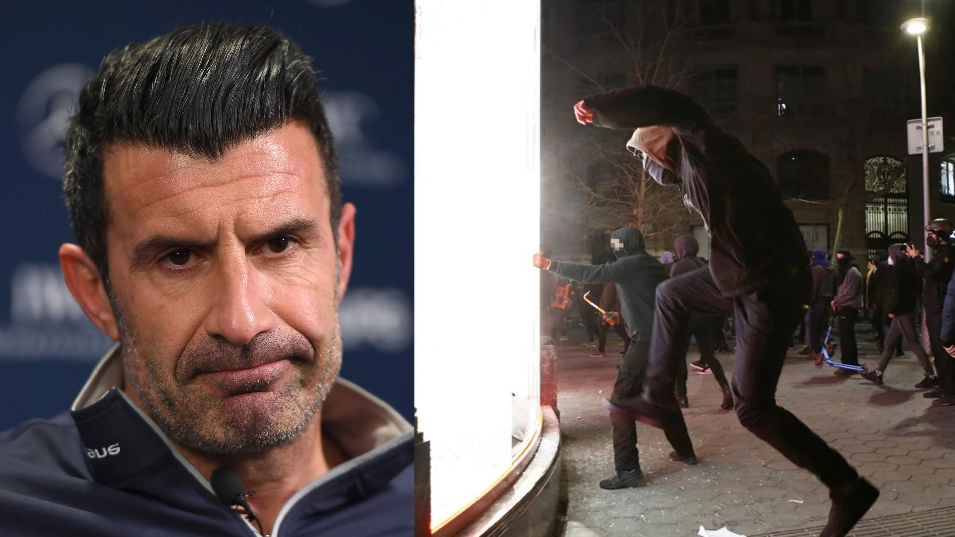 Luis Figo, sobre el saqueo de una tienda en Barcelona: "La libertad de expresión es más bonita con unas Nike" Luis Figo, sobre el saqueo de una tienda en Barcelona: "La libertad de expresión es más bonita con unas Nike"