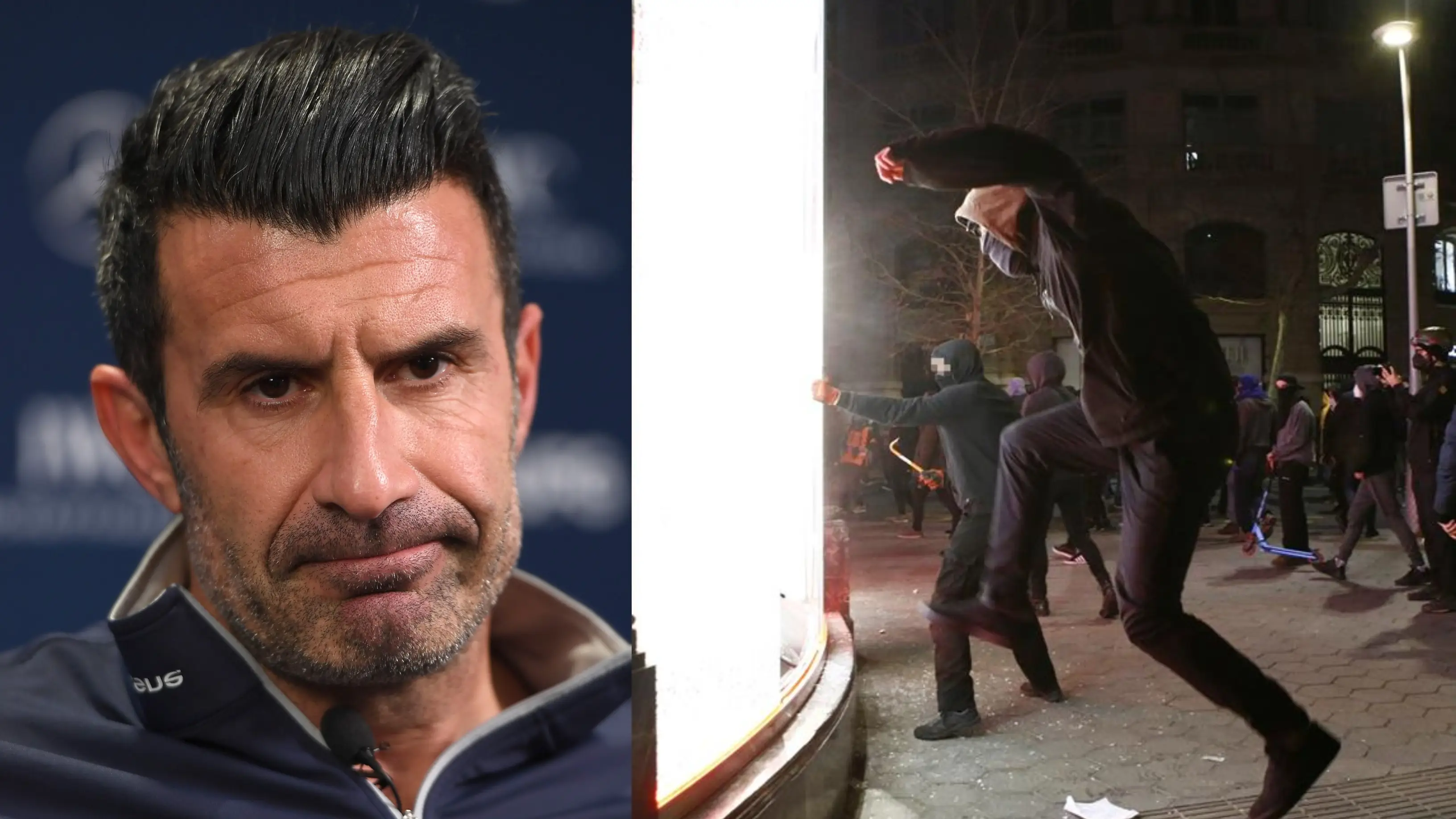 Luis Figo, sobre el saqueo de una tienda en Barcelona: "La libertad de expresión es más bonita con unas Nike" Luis Figo, sobre el saqueo de una tienda en Barcelona: "La libertad de expresión es más bonita con unas Nike"