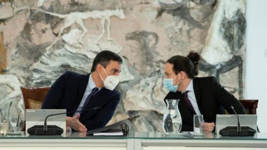Pedro S&aacute;nchez y Pablo Iglesias en el COnsejo de Ministros