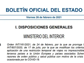BOE sobre la restricción temporal de viajes no imprescindibles desde terceros países a la Unión Europea BOE sobre la restricción temporal de viajes no imprescindibles desde terceros países a la Unión Europea