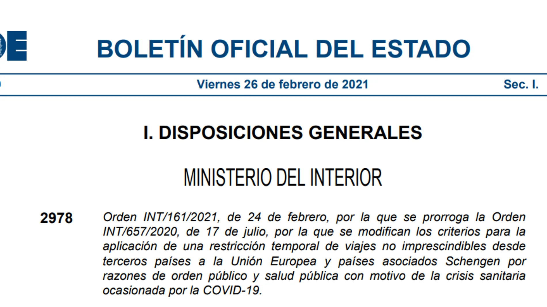 BOE sobre la restricción temporal de viajes no imprescindibles desde terceros países a la Unión Europea BOE sobre la restricción temporal de viajes no imprescindibles desde terceros países a la Unión Europea