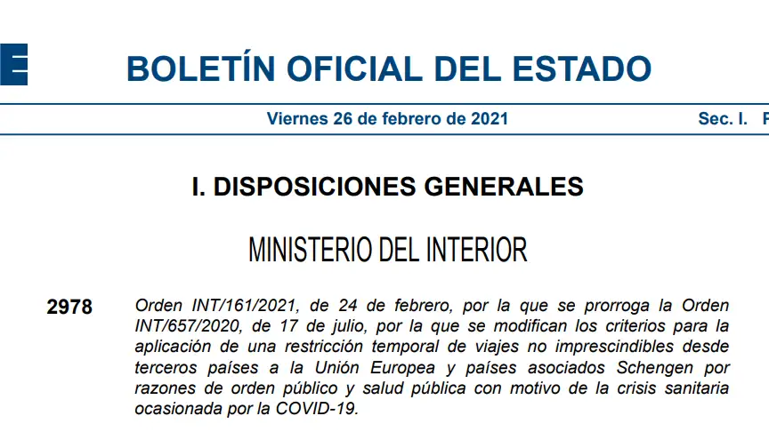 BOE sobre la restricción temporal de viajes no imprescindibles desde terceros países a la Unión Europea BOE sobre la restricción temporal de viajes no imprescindibles desde terceros países a la Unión Europea