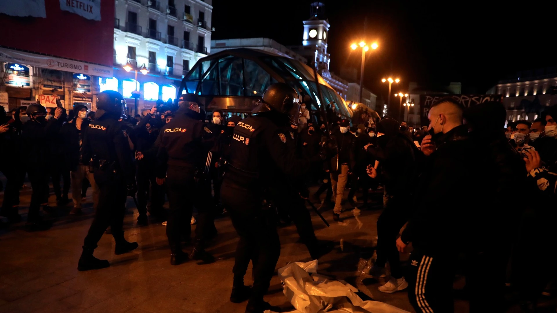 Disturbios durante una manifestación por Hasél en Madrid. Pablo Hasél