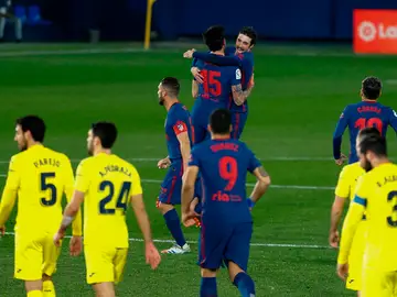 Los jugadores del Atlético de Madrid celebran el primer gol del partido Los jugadores del Atlético de Madrid celebran el primer gol del partido