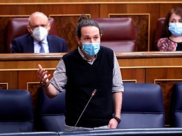 El vicepresidente segundo y ministro de Derechos Sociales y Agenda 2030, Pablo Iglesias, interviene en el Congreso de los Diputados