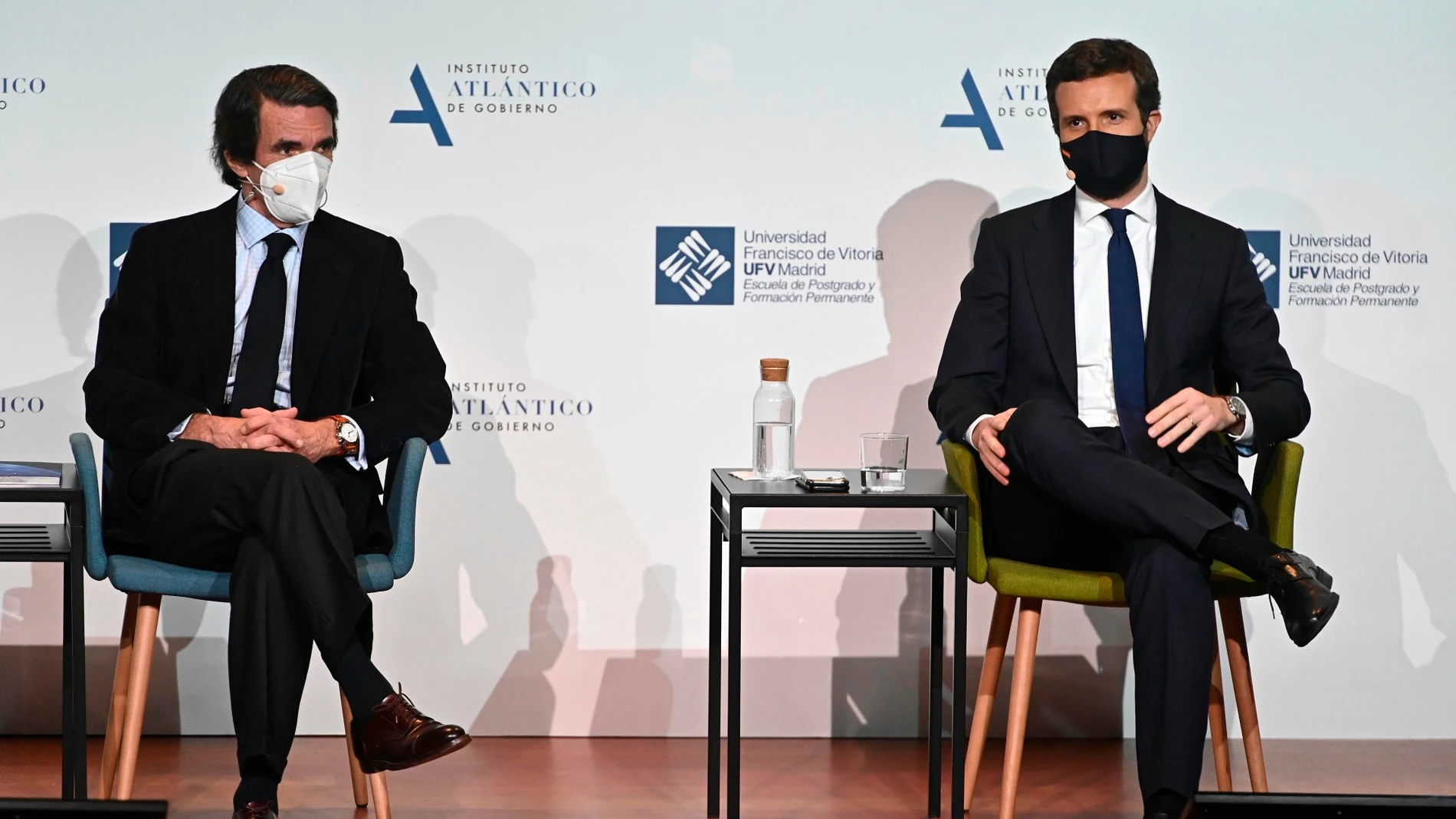 José María Aznar y Pablo Casado, este martes en la Universidad Francisco Vitoria. José María Aznar y Pablo Casado, este martes en la Universidad Francisco Vitoria.