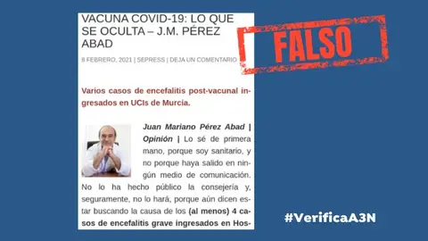 Mensaje alarmista y engañoso Sobre la encefalitis producida a raíz de la vacunación