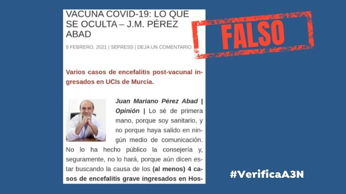 Mensaje alarmista y engañoso Sobre la encefalitis producida a raíz de la vacunación
