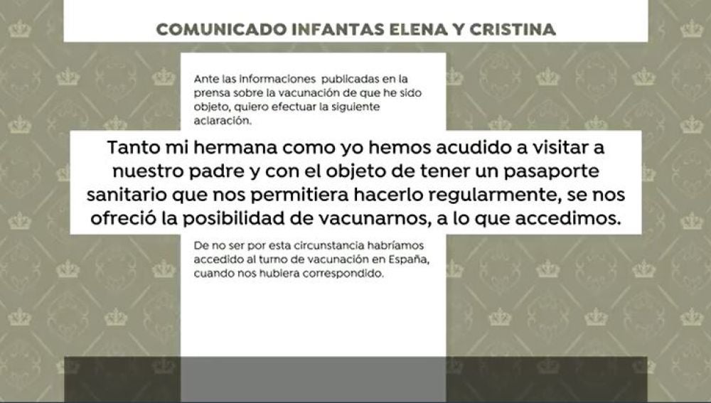 Comunicado infantas Elena y Cristina